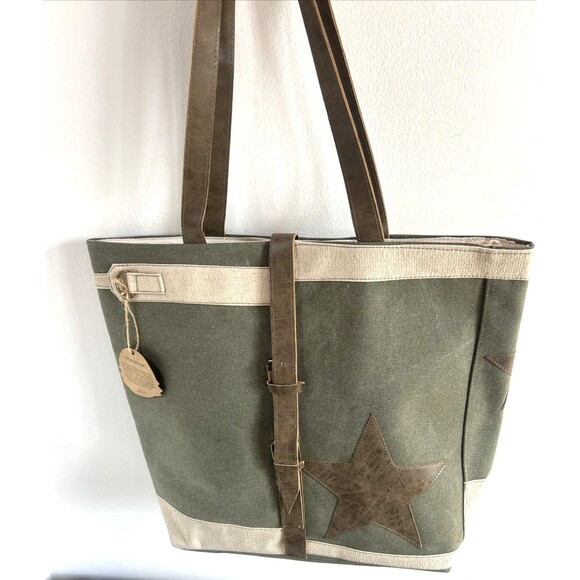 The Orion by The Barrel Shack Canvas & Leather Shoulder Tote Bag MSRP $210 NEW - Picture 3 of 7